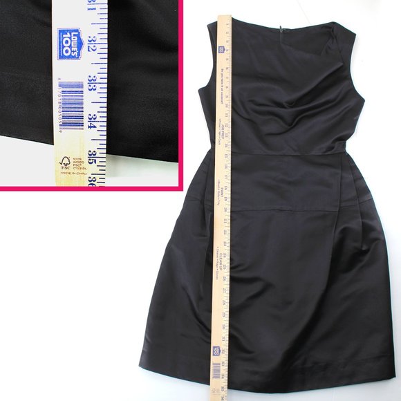 Gary Graham Black Silk Asymmetric Dress Sleeveless Draped Front Bell Skirt 2/S - Picture 15 of 15